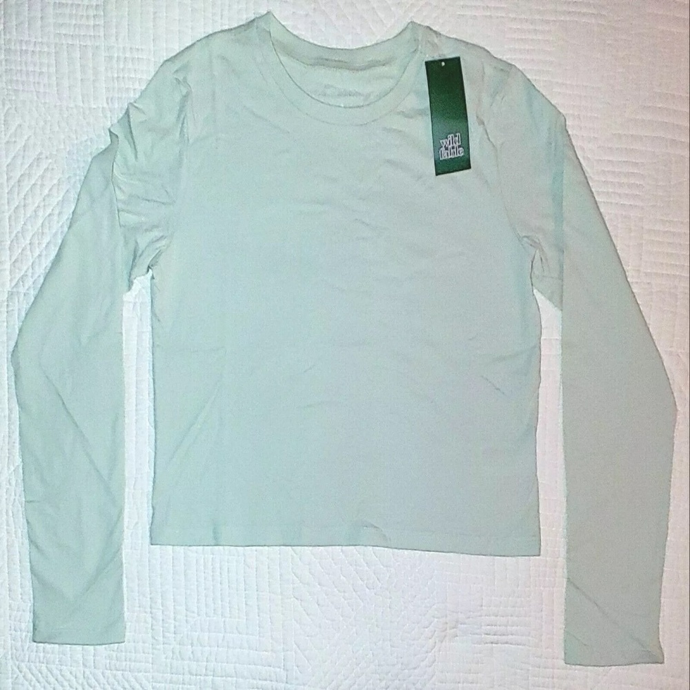 Wild Fable Lightweight Providence Blue (Light Green) Long Sleeve Crop T-Shirt XS